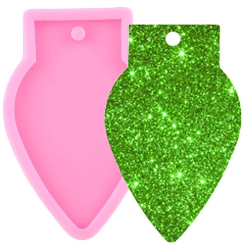 Shiny Christmas Light Bulb Keychains Mold Pendant Silicone Molds Polymer Clay DIY Jewelry Making Glitter Epoxy Resin Moulds