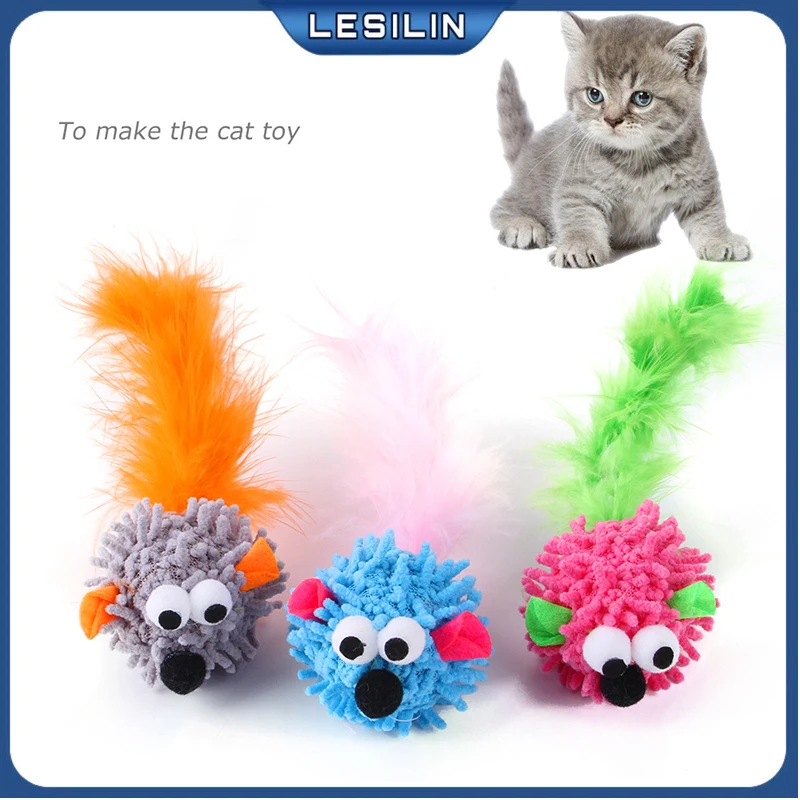 

Interactive Toys For Cat Feather Scratch Bite Resistance Simulation Mouse Cat Toys Funny Soft Plush Mouse