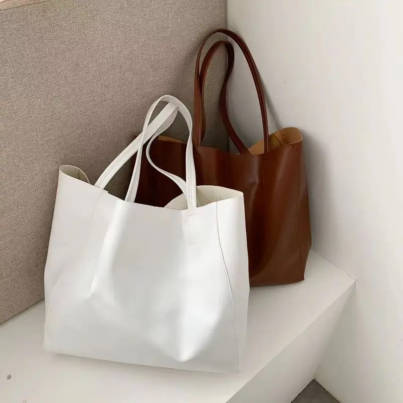 New Winter PU Leather Tote Bag For Women Large Capacity Handle Bag Designer Handbag VIntage Crossbody Bag Brands Handle Bag