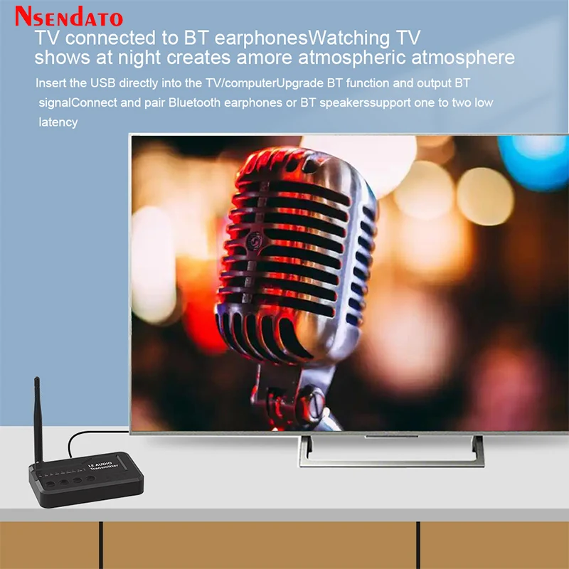 Фото Wireless Bluetooth-Compatible V5.3 LE Audio Music Transmitter Adapter With Aptx lossless Auracast LC3 for TV 3084 headphons Game №4