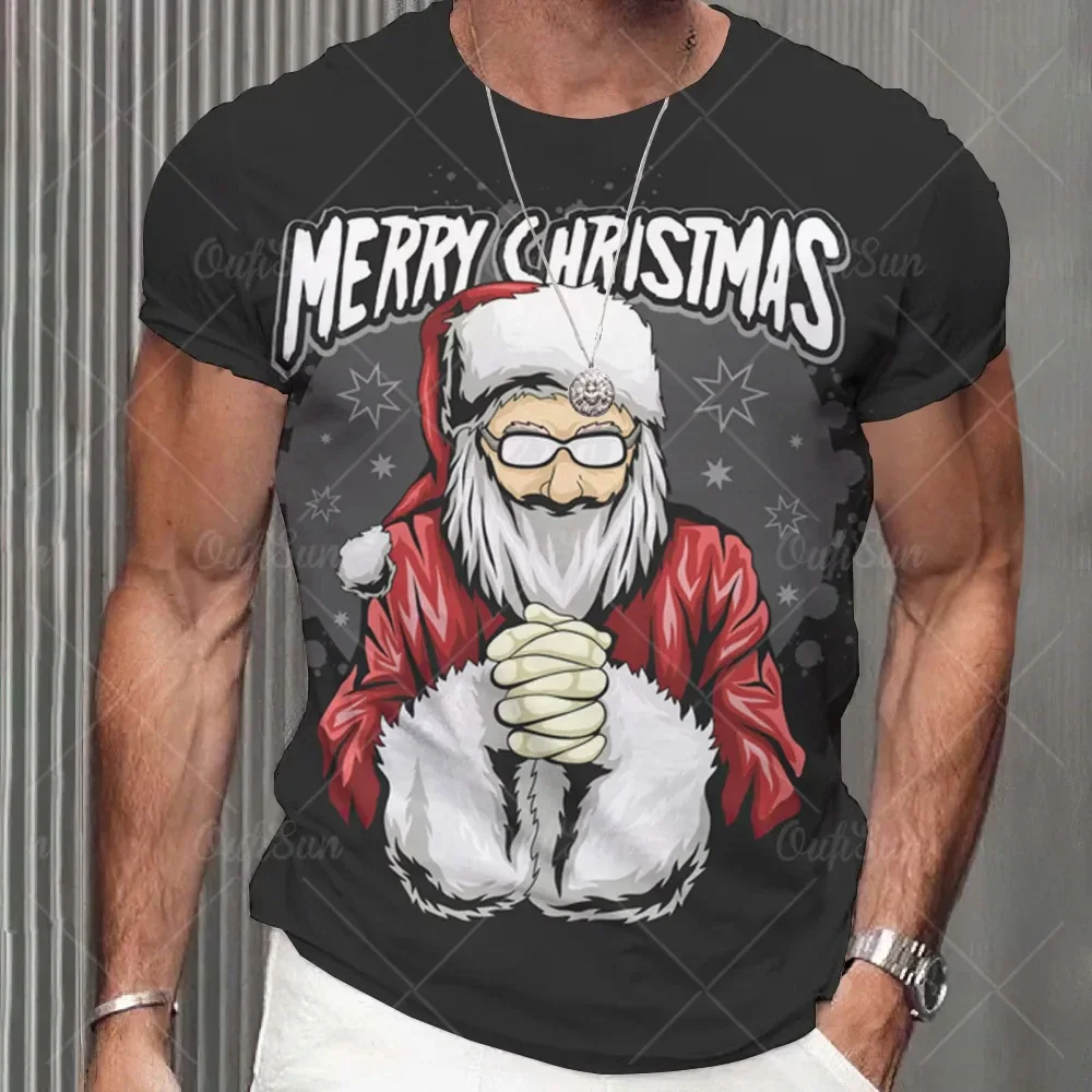 

Новинка, Лидер продаж, забавная Рождественская рубашка для мужчин, 3D Рисунок Санты, короткий рукав, женская футболка большого размера, Рождественская одежда, Топ унисекс
