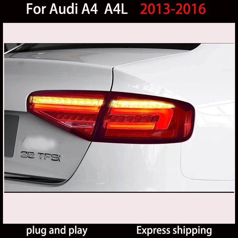 Фото Стайлинг автомобиля для задних фонарей A4 2013-2016 A4L светодиодный задний фонарь светодиодный DRL тормозной сигнал задний ход автоаксессуары №4