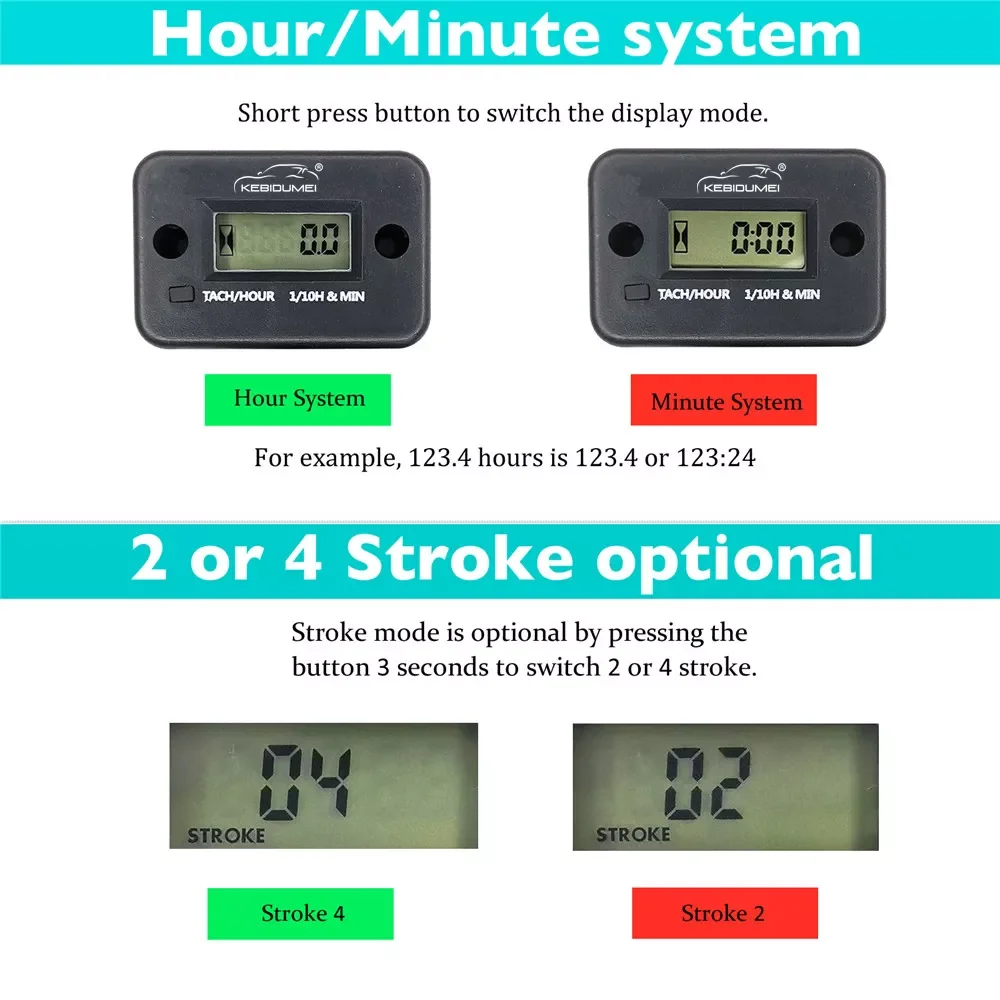 

In Stock Motorcycle Engine tach Hour Meter guage12v LCD Display Car Motor Boat Digital Tachometer For Moto Accessories Wholesale
