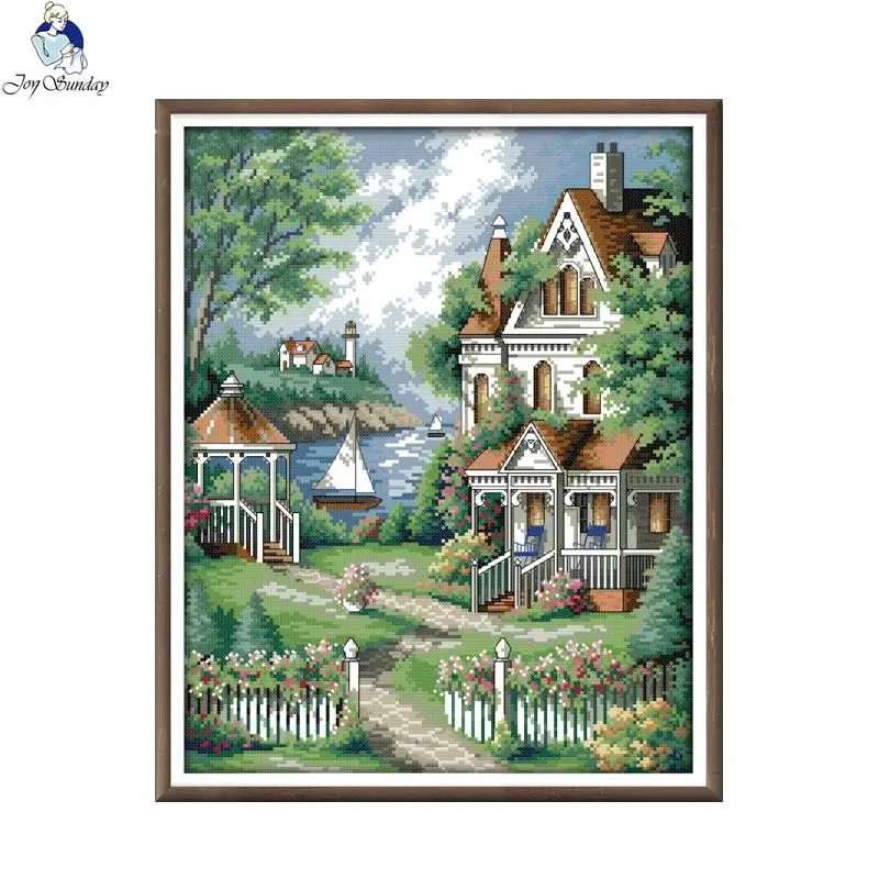 

Joy Sunday Приморская вилла 2 F954 DMC 14CT 11CT Счетный и штампованный домашний Декор Пейзаж Ручная работа наборы для вышивки крестиком
