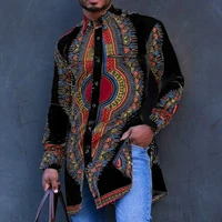 2022summer dashiki african mens clothing long sleeve printed casual shirts mens wedding party festive traditional mens shirts