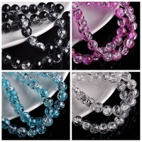 10pcs round shape 10mm crackle glass crystal loose beads for jewelry making diy crafts findings