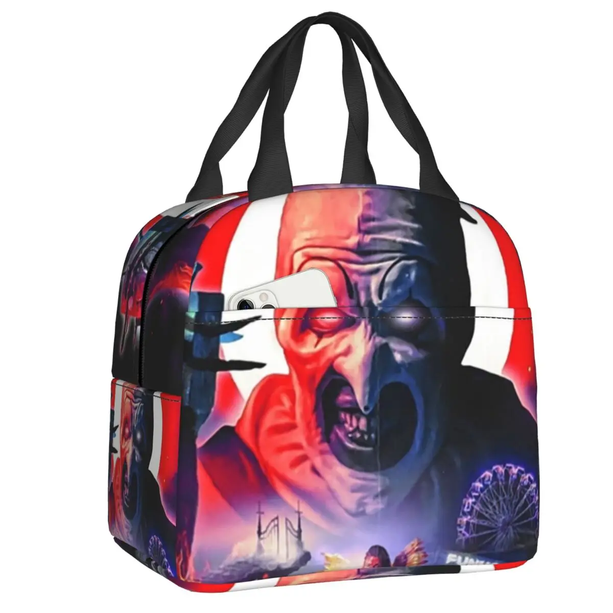 

Custom Terrifiers Halloween Horror Movie Lunch Bag Men Women Warm Cooler Insulated Lunch Box for Children School