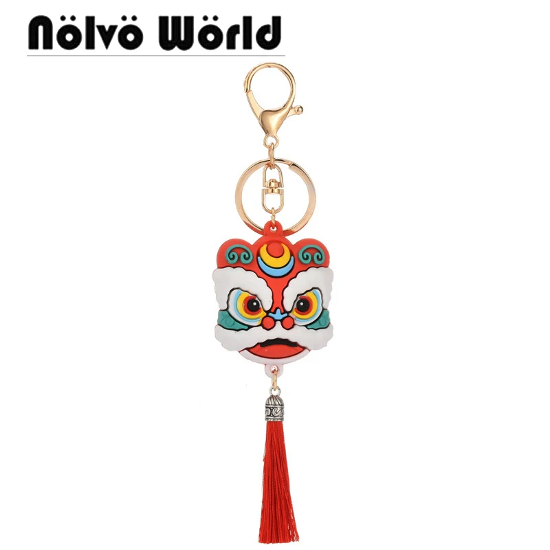 

5-10pcs 18x4.5cm 5 Colors China Style Lion's PVC Keychain Backpack Pendant Car Keychains Buckle Bag Adornment Wallet Accessories