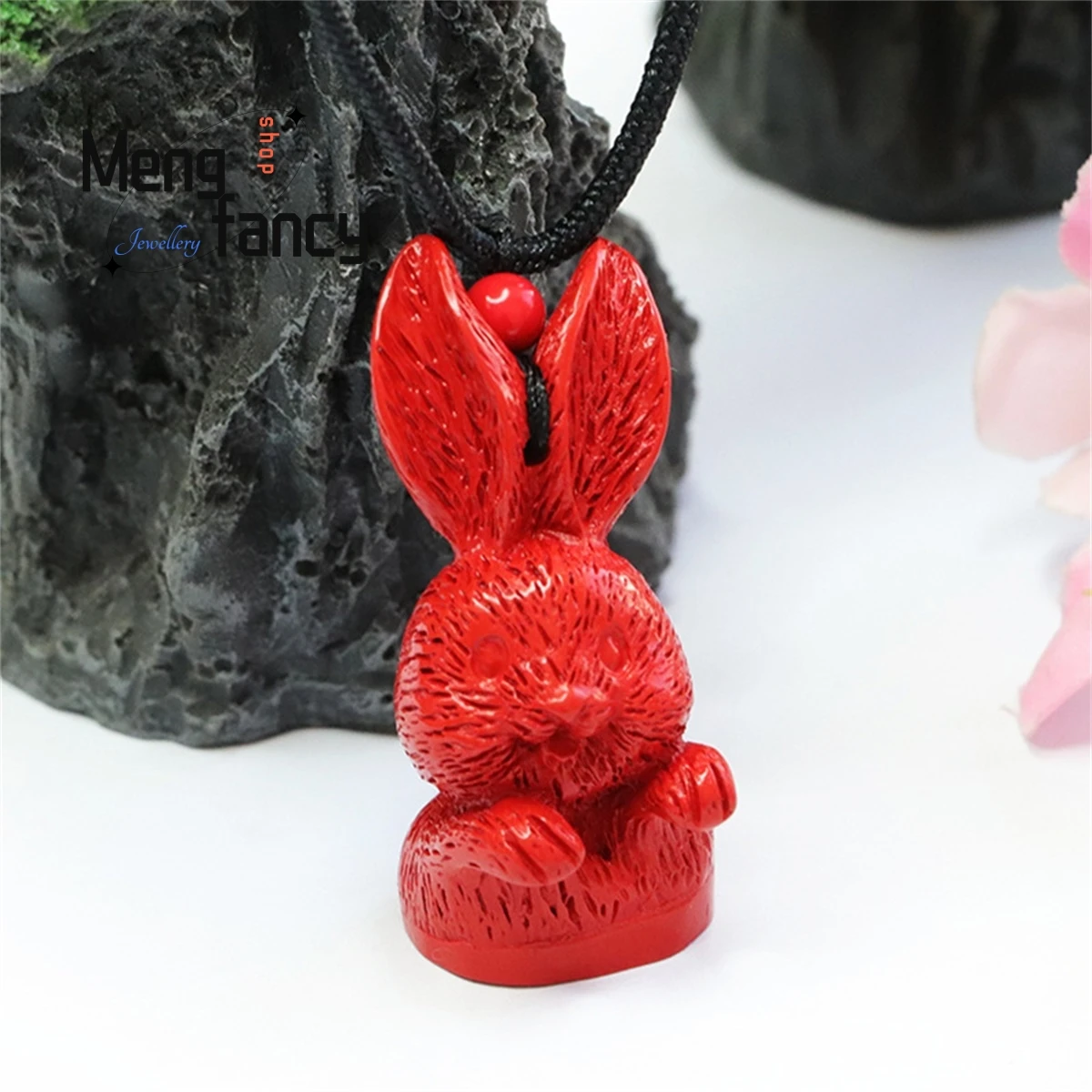 

Natural Cinnabar Zodiac Rabbit Pendant Simple Men Women Luxury Retro Charm Fashion Amulet Mascot Holiday Gift Wedding Souvenir