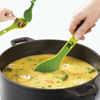 1pcs green cooking spoon kitchen accessories long handle seasoning soup tool spice bag filter spoon soup spoon multi purpose