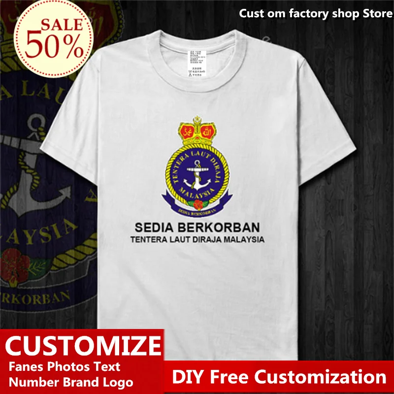 

Malaysia Navy Army Cotton T shirt Custom Jersey Fans DIY Name Number LOGO Tee High Street Fashion Hip Hop Loose Casual T-shirt