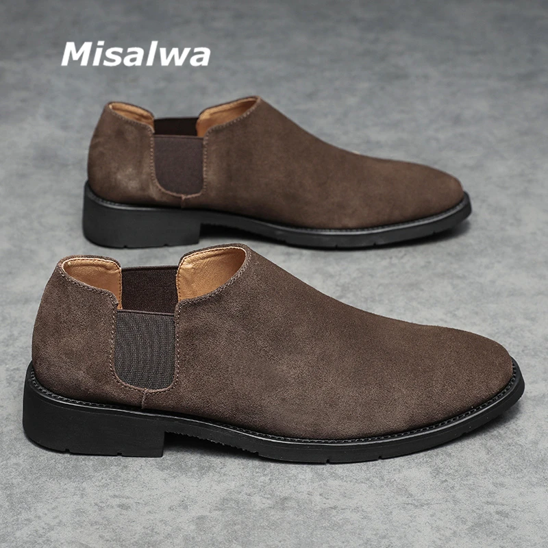 Misalwa замшевые кожаные мужские туфли повседневные слипоны лоферы короткие