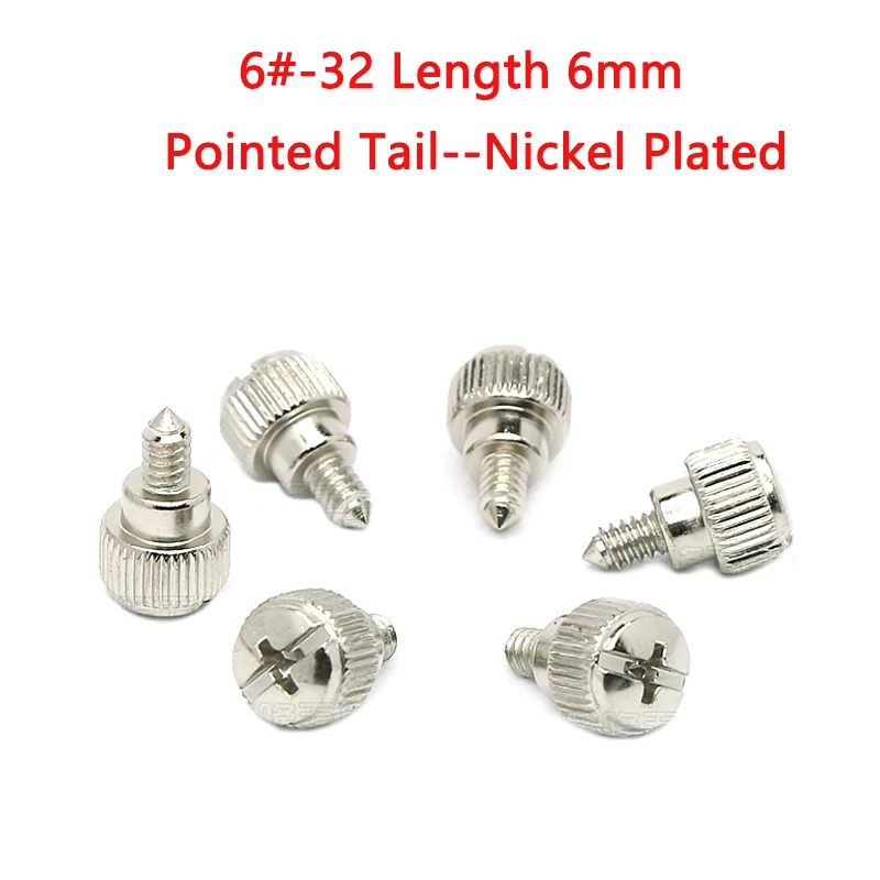 

20 шт. 6 #-32 шлицевая Крестовая головка ручная затяжка болт с большим пальцем винт с большим пальцем для компьютера искусственная Крышка для самостоятельной сборки плоский/заостренный хвост