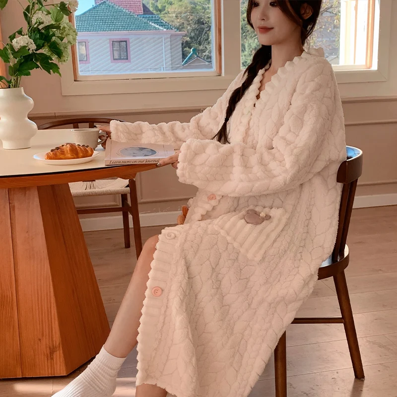 Зимняя теплая Пижама кимоно однотонный халат для душа женское однобортное