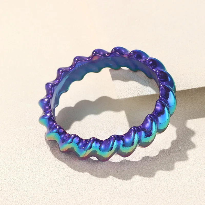Korean Laser Brightly Colorful Resin Bracelet for Women Retro Charm Spiral Bangle Banquet Girls Jewelry Hand Party Accessories