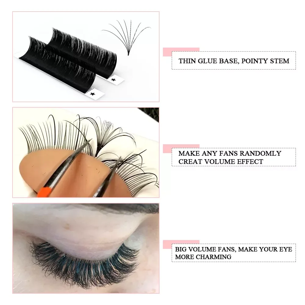 

0.03mm Cashmere Easy Fanning Eyelash Extensions 8~25 MM Fast Fanning Lashes Self Blooming Volume Fans Auto Fan Cilios