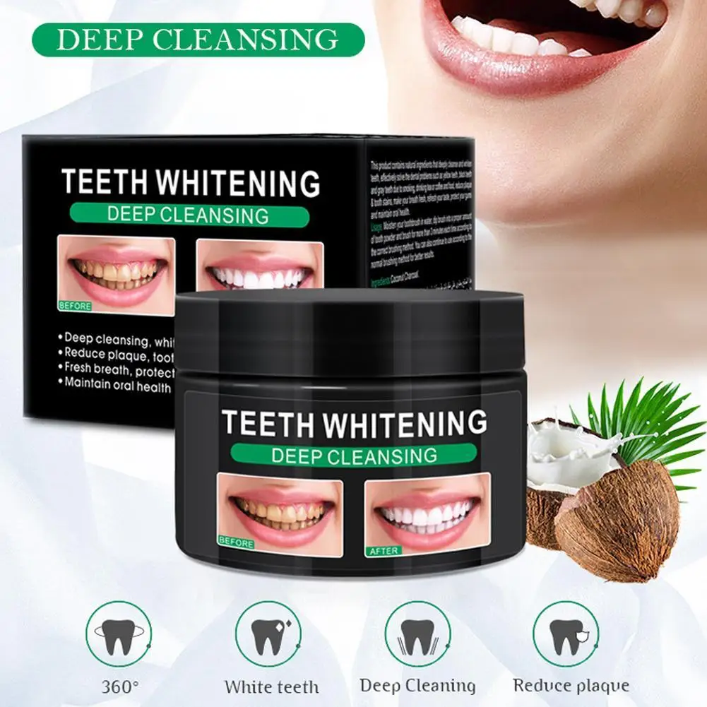 

Whitening Teeth With Coconut Black Bamboo Charcoal Powder Removing Yellowing And Whitening Teeth Cleaning Dental Plaque