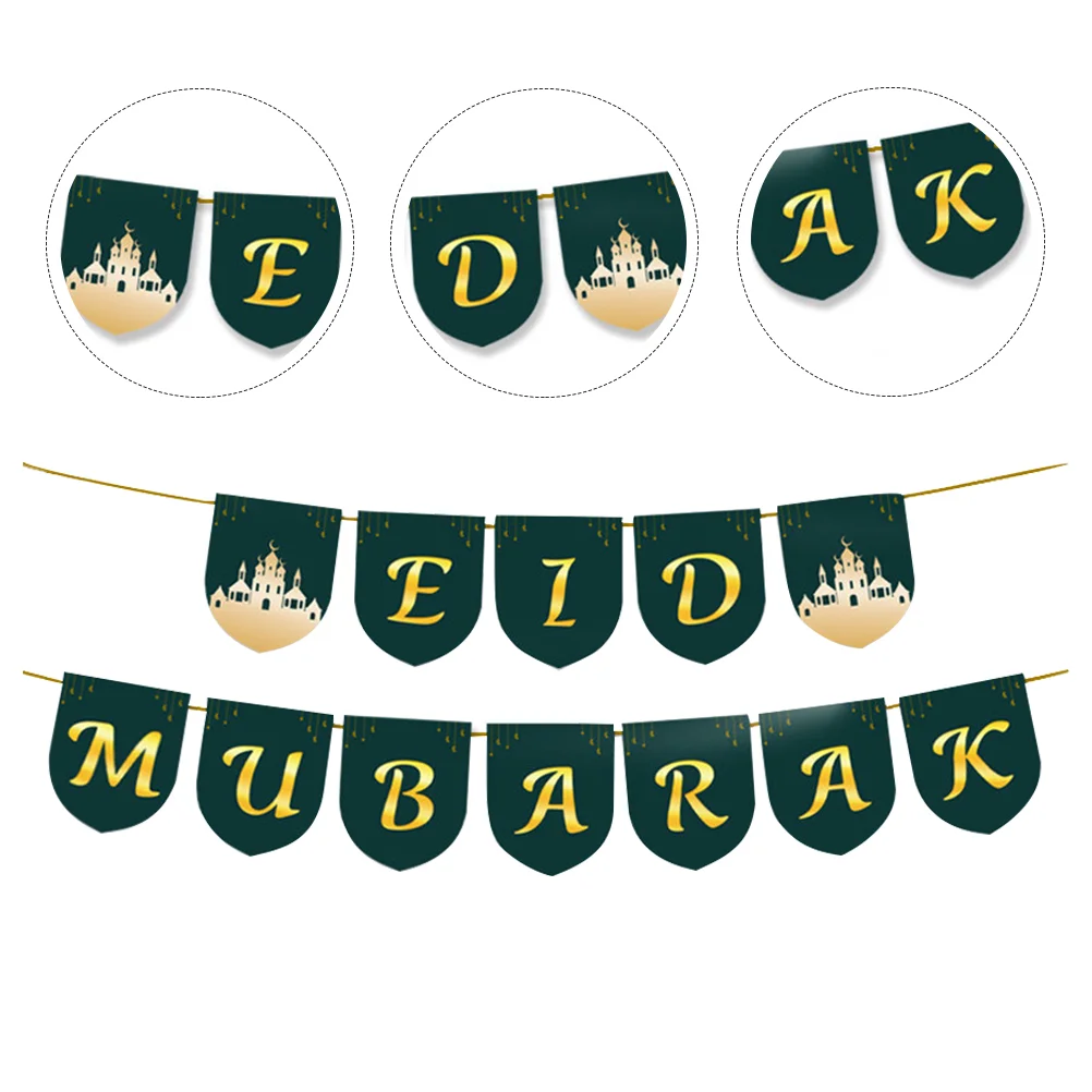 

Muslim Islamic Banner Eid Mubarak Party Supplies Home Decor Ramadan String Flag Pull Decoration