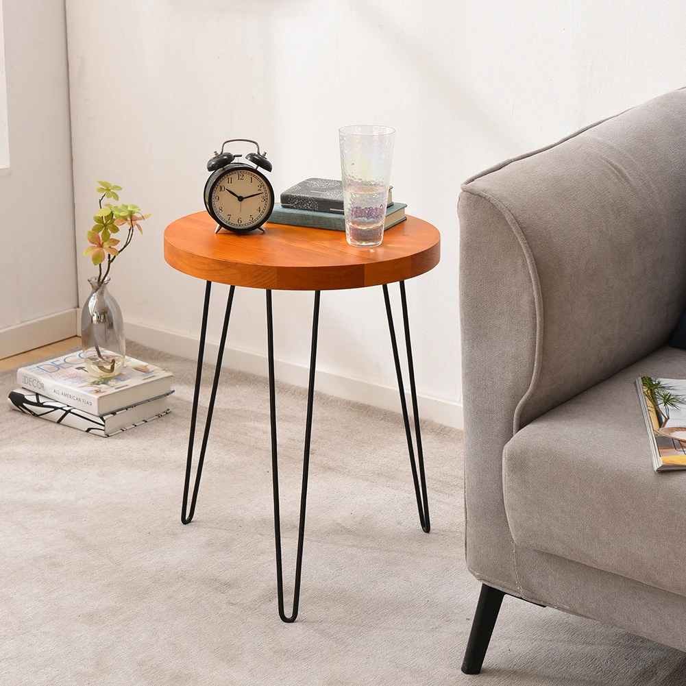 

Round Side Table, Wood Top End Table, Small Coffee Table For Living Room, Accent Tables, Nightstand
