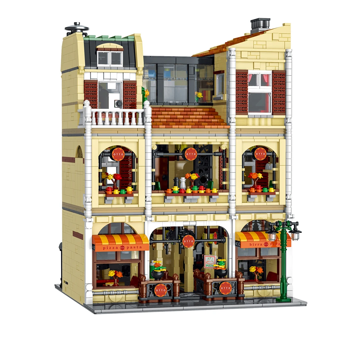 

5588PCS DIY Assembly Toys Building Blocks Moc Modern Street Scene Pizza Shop Model Set Gift - Authorized By The Author