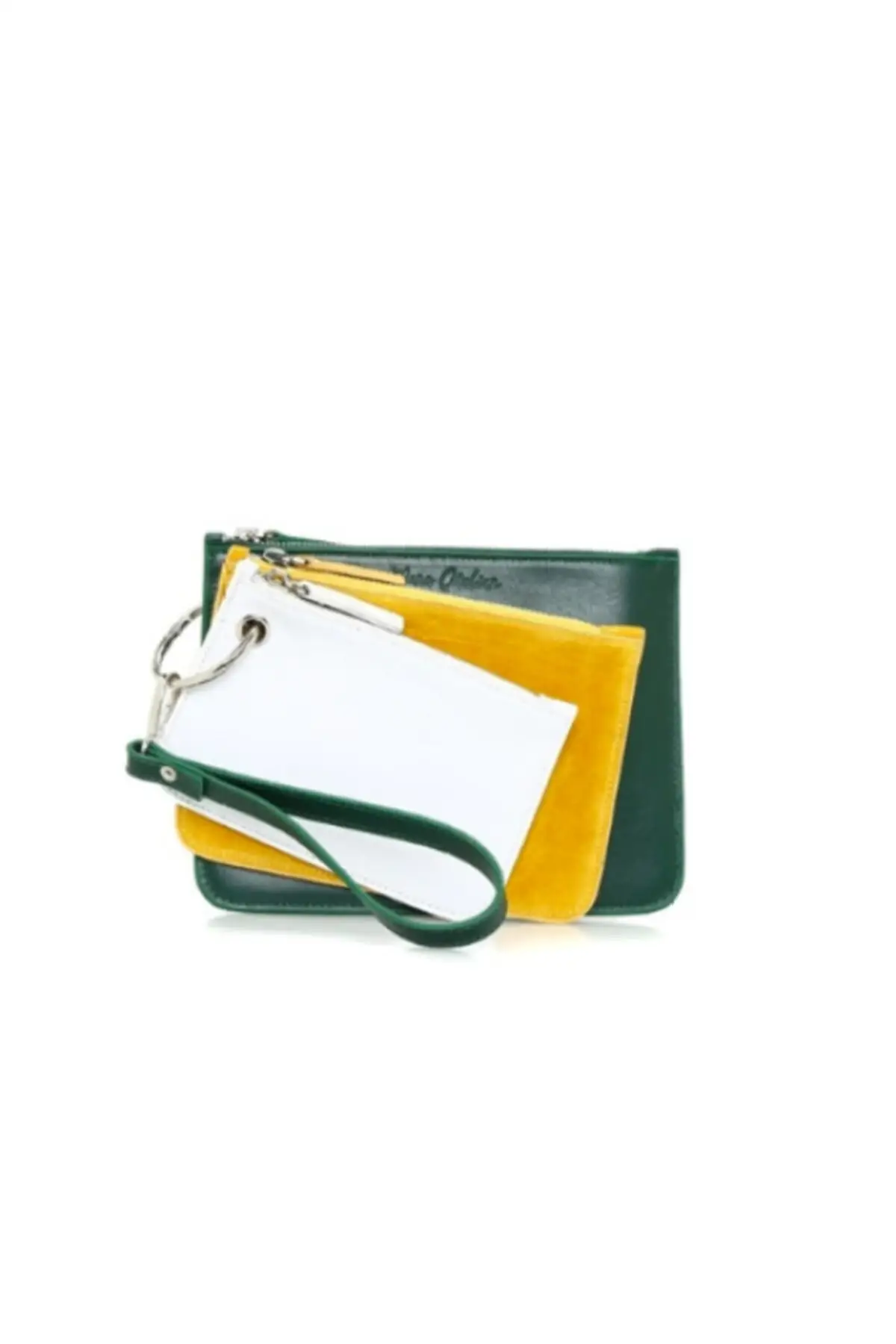 

Women's Yellow Leather Triple Hand Bag