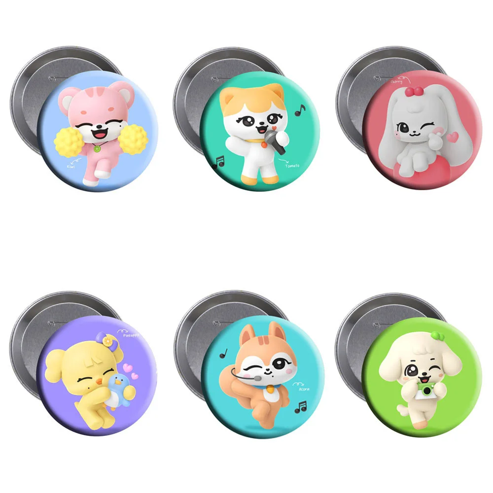 

KPOP IVE MINIVE Cute Badge Gaeul Leeseo Round Metal Brooch Girls Bag Accessories Clothing Decoration REI LIZ Wonyoung Fans Gift