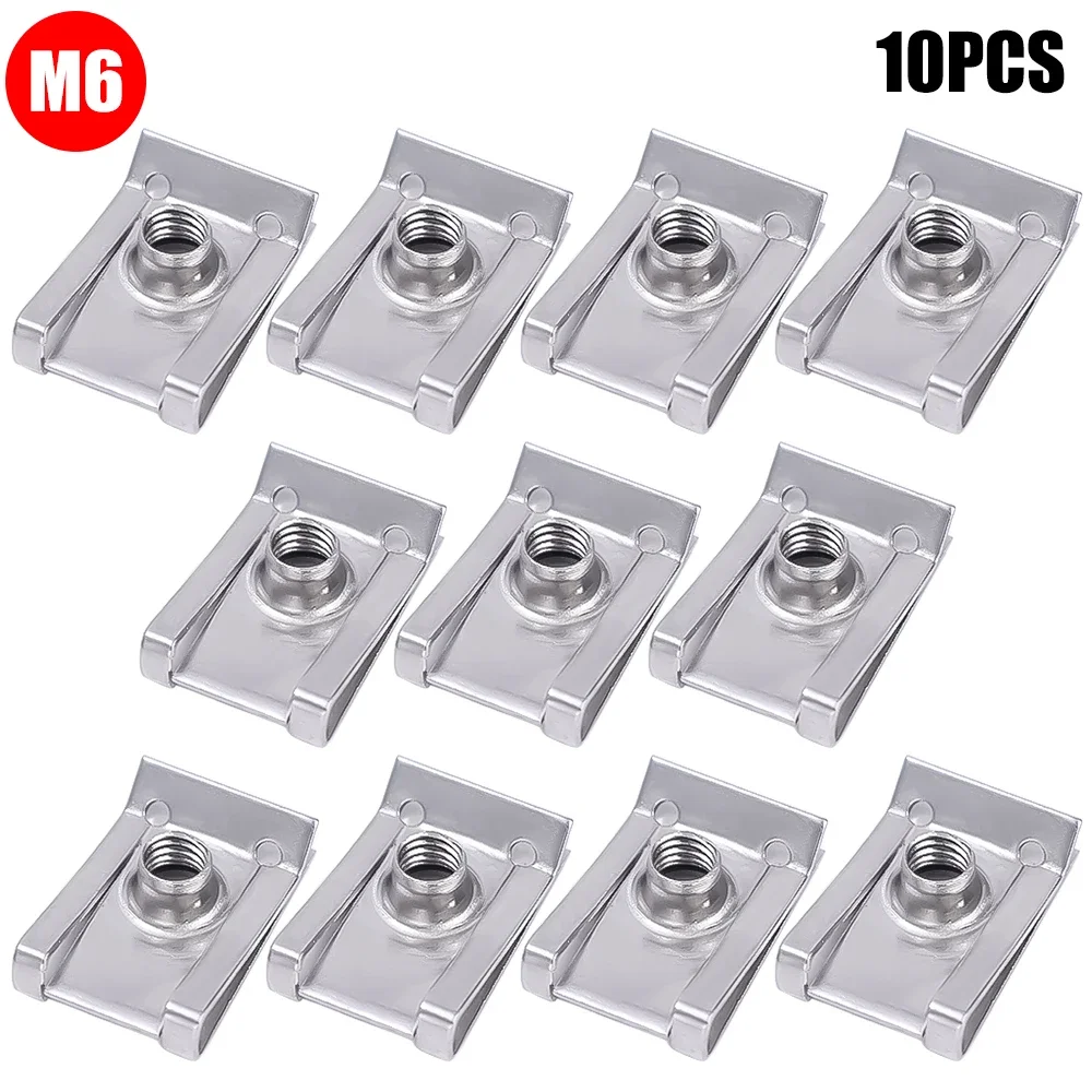 10 шт. комплект U-образных гаек из нержавеющей стали с зажимом для гайки с резьбой для автомобиля, мотоцикла, грузовика, бампера, автозастежка для крыла, зажим для защиты от ржавчины