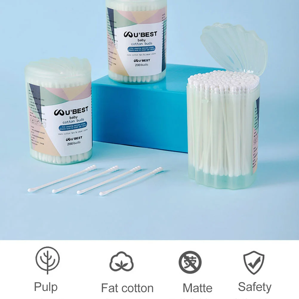 200pcs Cotton Stick Swab Baby Earpick Ear Wax Cleaning |