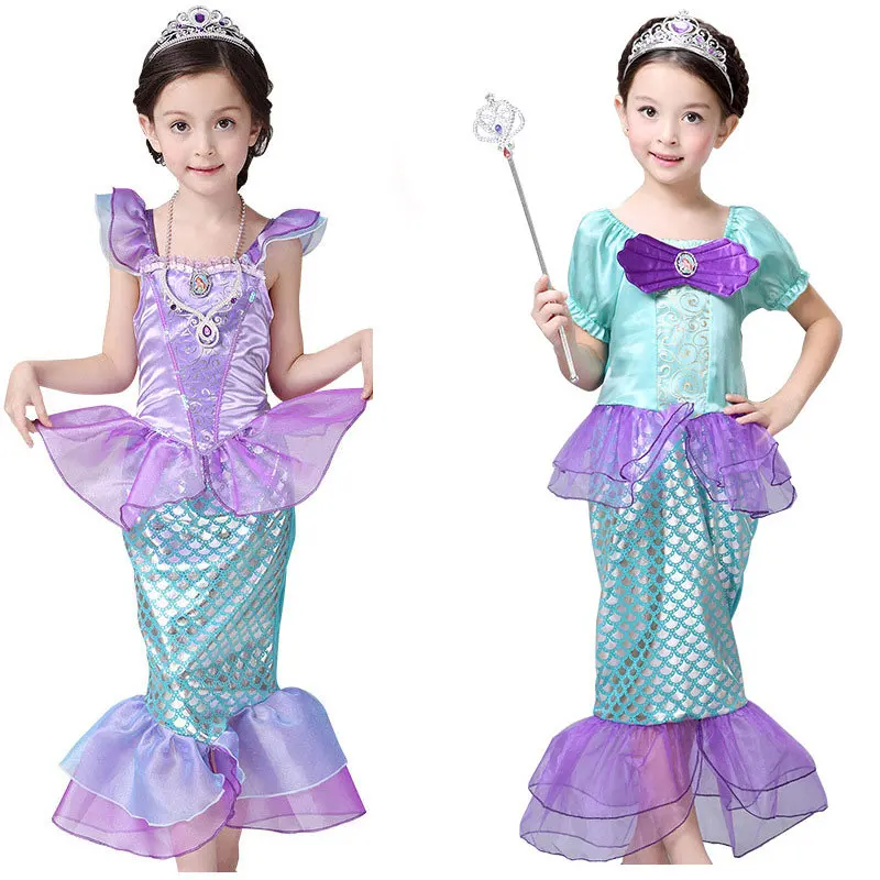 

Girls Little Mermaid Ariel Princess Dress Cosplay Costumes for Kids Baby Girl Mermaid Dress Up Sets Children Halloween Clothing