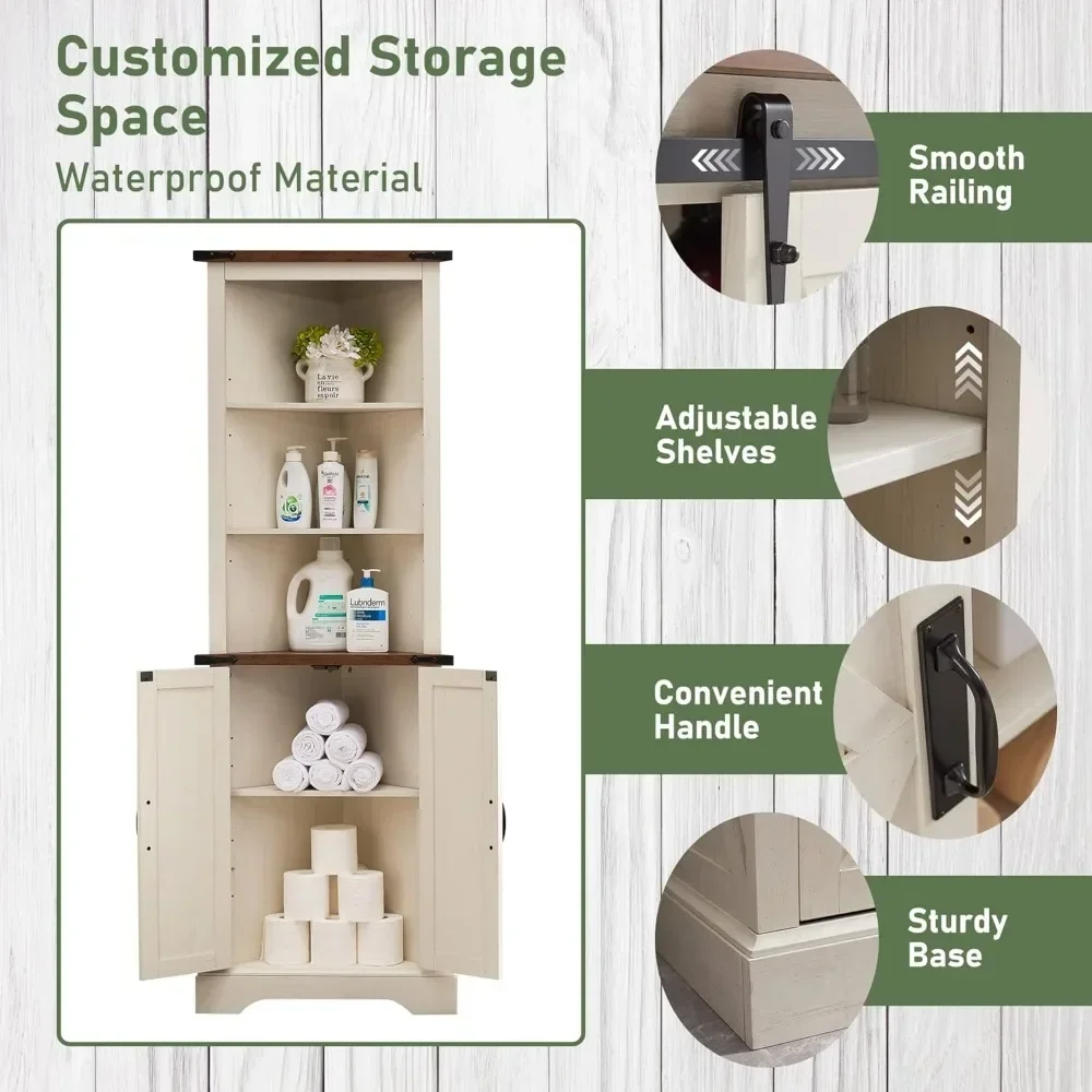 Угловой шкаф для хранения в фермерском хозяйстве с дверью сарая и регулируемыми