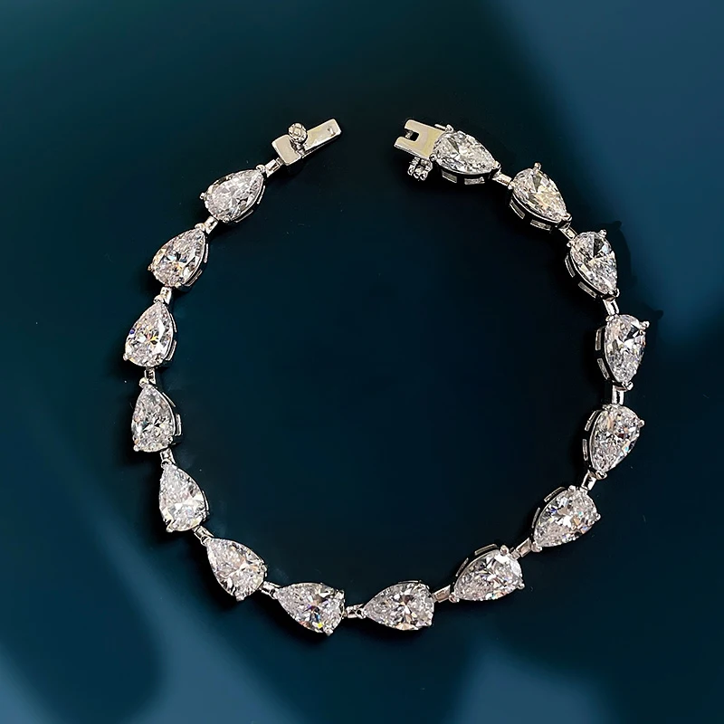 

2021 new S925 silver bracelet 5*8 full diamond pear-shaped bracelet fashionable and generous ins style jewelry