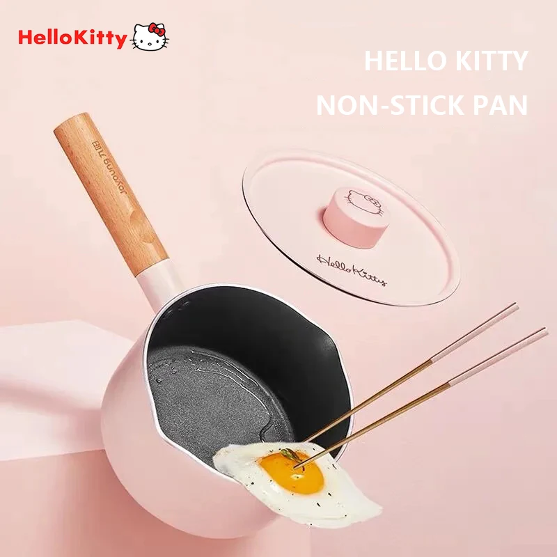 

Kawaii Hello Kittys Non-Stick Pot Home Hot Frying Pan Breakfast Omelette Pan Portable Small Caldron Steamer Kitchen Utensils