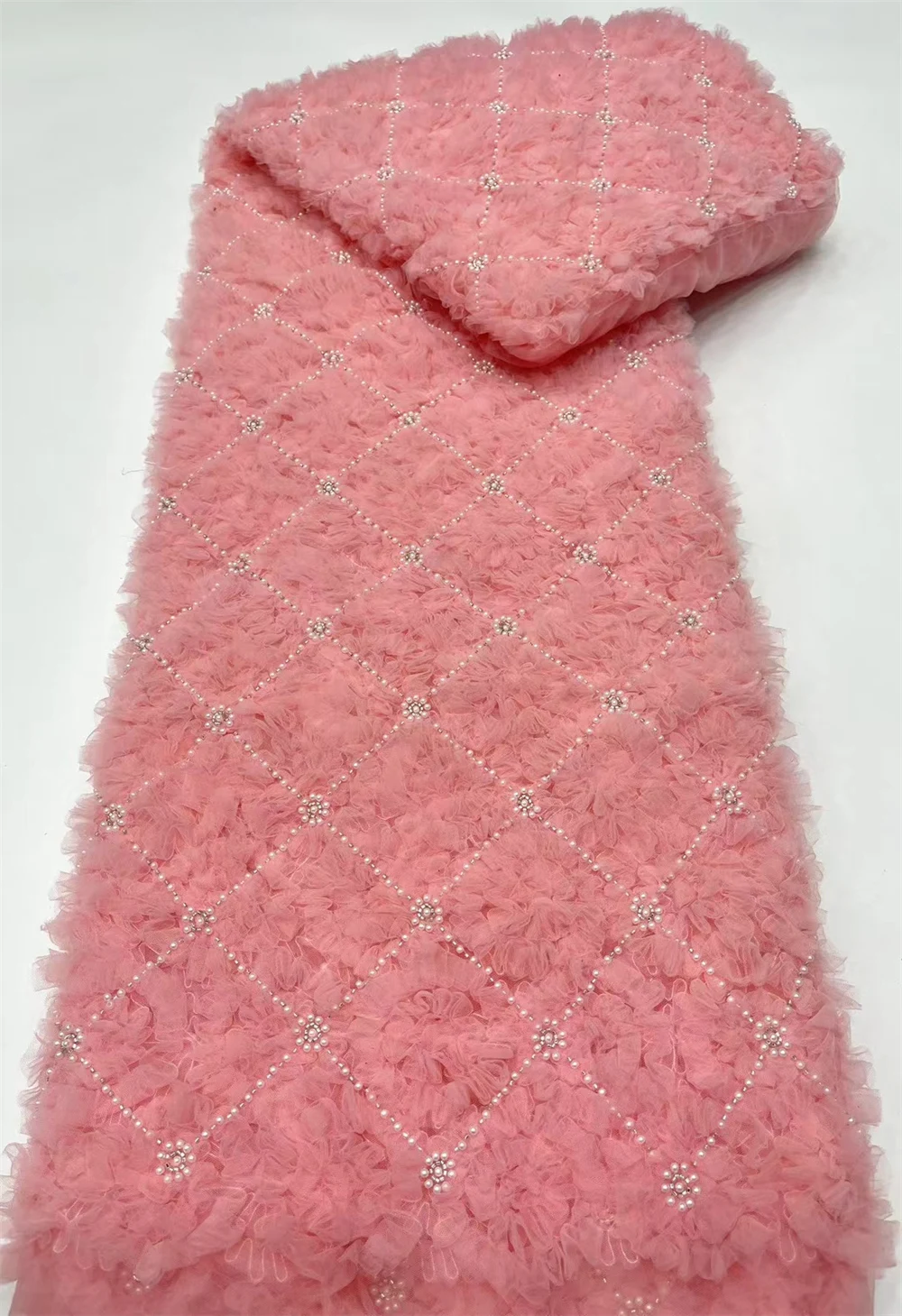 3D кружевная ткань высокого качества 2024 африканский гипюр вышивка 1 хлопок