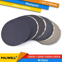 40pcs 7 inch fine grit assorted wet sanding discs waterproof hook loop sanding disc sandpaper 1000150020003000 for 7 sander