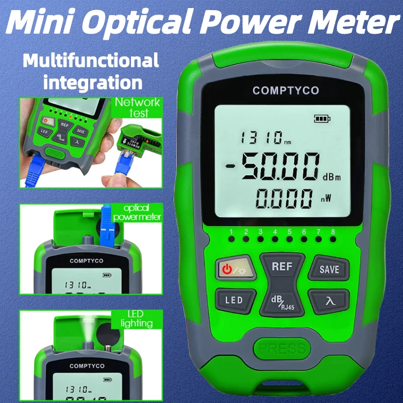 3 in 1 Mini Optical Power Meter (OPM) & Network Test & LED Lighting AUA-MC5/MC7/M5/M7 FTTH Handheld Fiber Optic Cable Tester