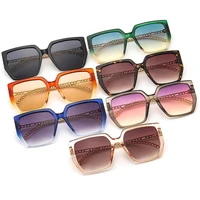 fashion sunglasses gradient frame sun glasses uisex anti uv spectacles alloy chain temples eyeglasses square ornamenta a