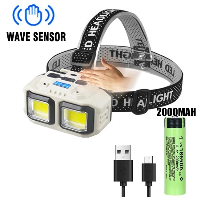 

Налобный фонарь 816S COB белый+красный USB Type-C аккумулятор 18650