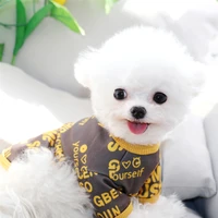 english alphabet print dog clothes teddy summer sun protection clothes poodle breathable two legged clothes puppy soft pajamas