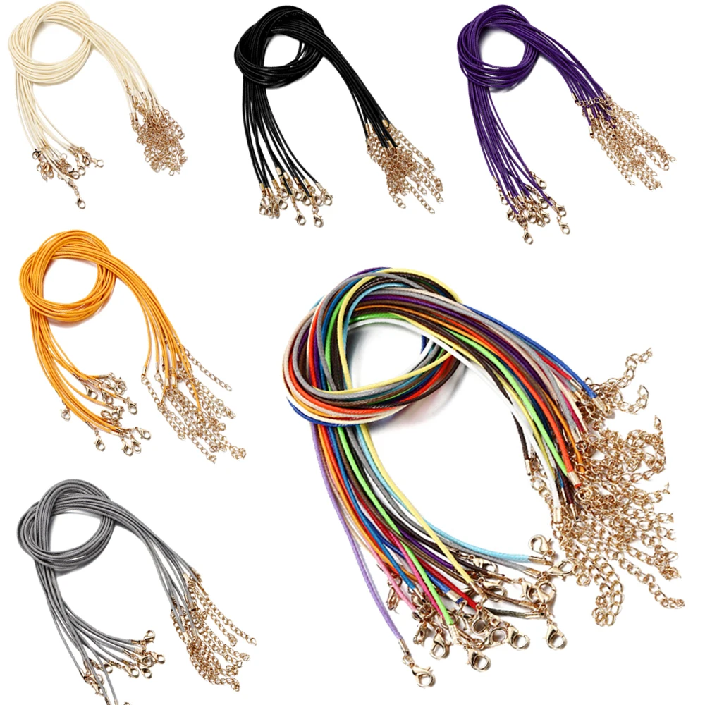 10 шт./лот 1 5 мм кожаный шнур ожерелье подвеска с застежкой Регулируемая плетеная