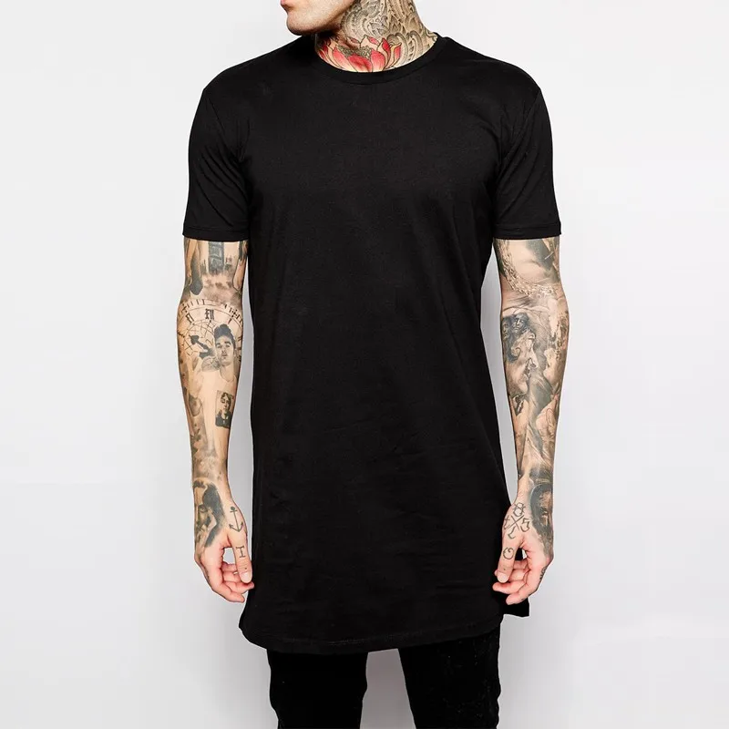 

2021 Brand New Clothing Mens Black Mens Long T Shirt Tops Hip Hop Man T-shirt Short Sleeve Casual Men Tee Shirts for Male