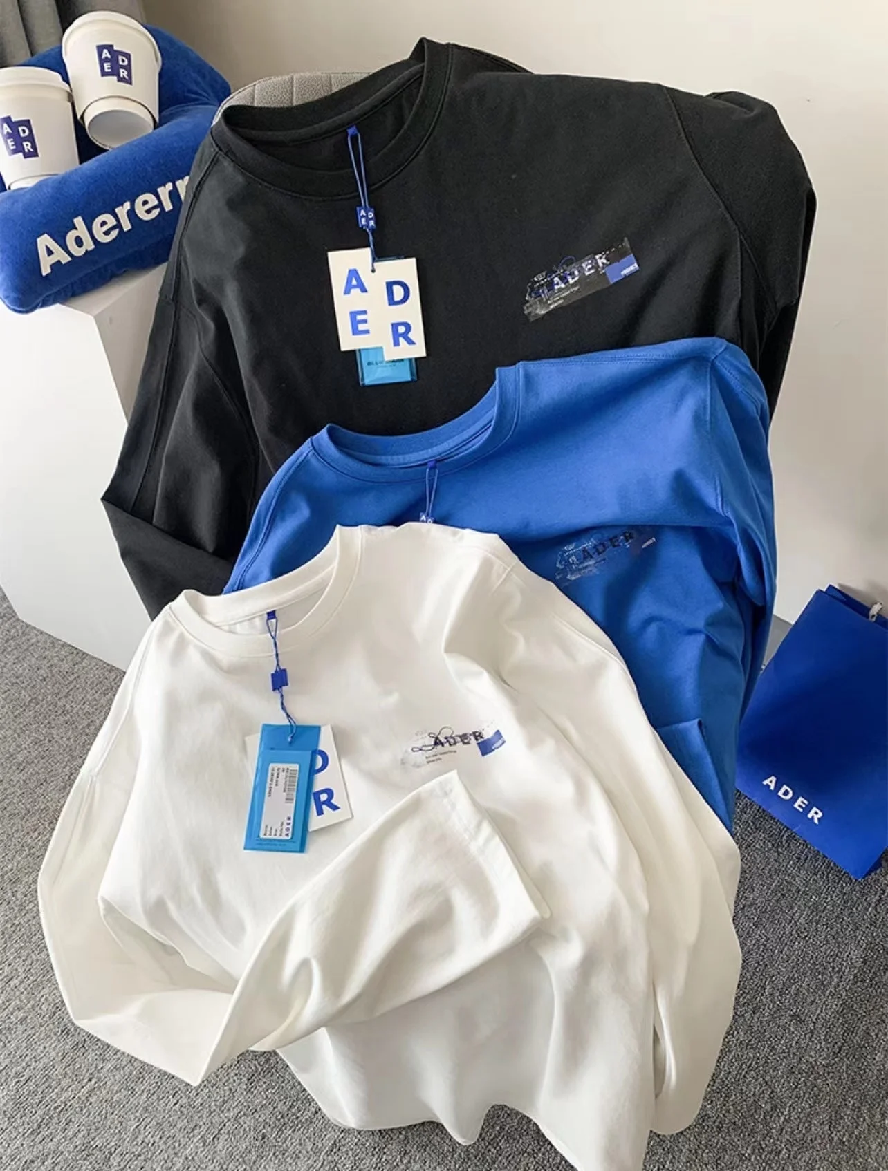 

ADER ERROR High Quality Aluminum Foil Tape Printed Long Sleeve T-Shirt Men and Women Couple Loose Simple Oversized Sweatshirt