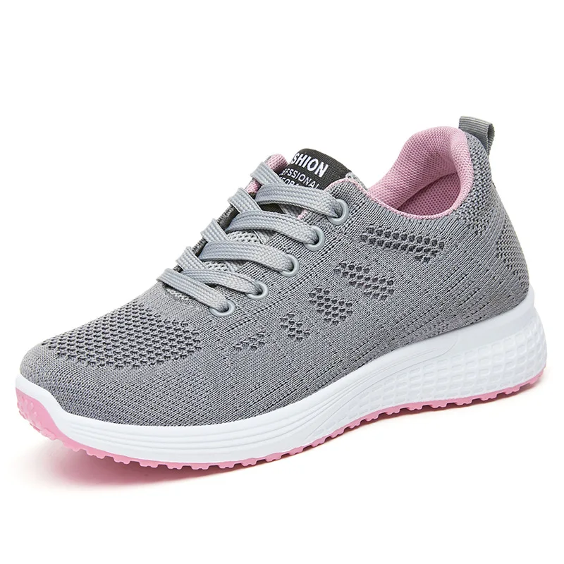 HKAZ-S New Women  Large Size Running Shoes Lace Up Leisure Fashion Simple Comfortable Flat Bottom Outdoor Sports