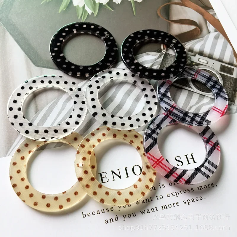 5 шт. винтажные японские геометрические круглые оправы в горошек из акриловой