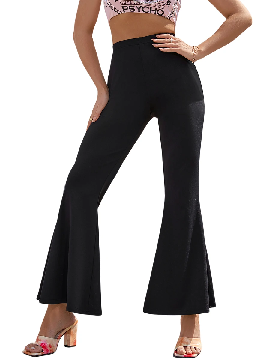 

Женские повседневные брюки-клеш, леггинсы с высокой талией и разрезом сзади, длинные брюки с широкими штанинами, уличная одежда Y2k