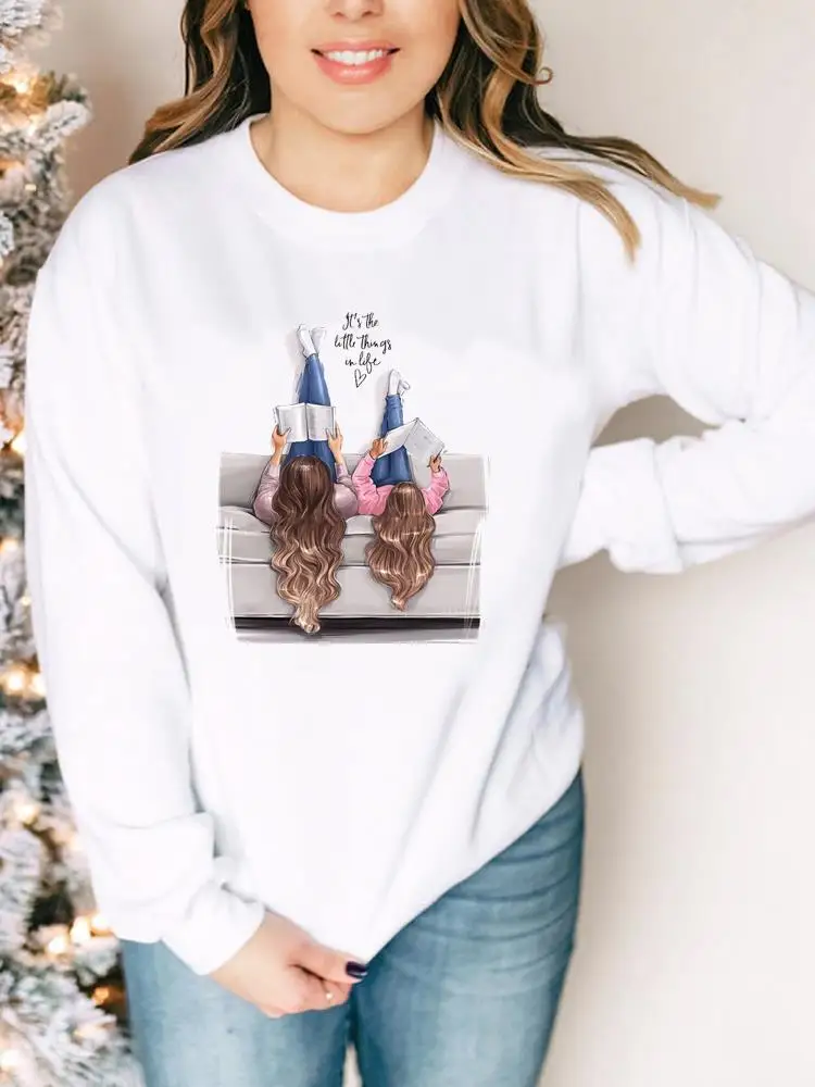 

Sweet Happy Time Mom Mother Sweatshirts Lady Casual Graphic Pullovers Women Woman Fall Autumn Spring Print Female Clothing