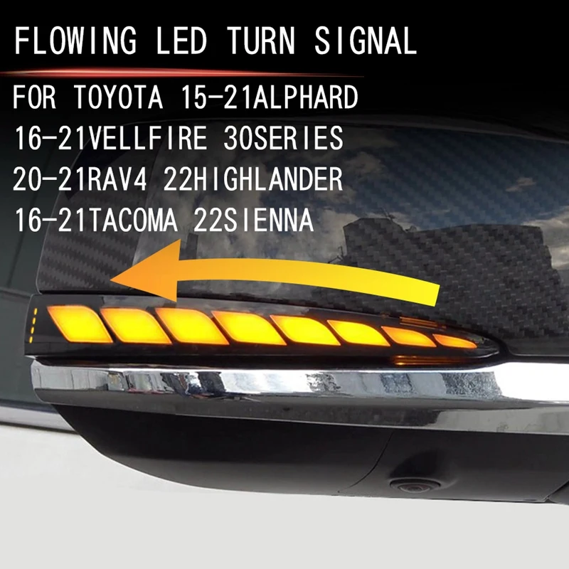 

Светодиодное динамическое боковое зеркало, индисветильник для Toyota Alphard RAV4 Tacoma Sienna, поворотник для зеркала заднего вида