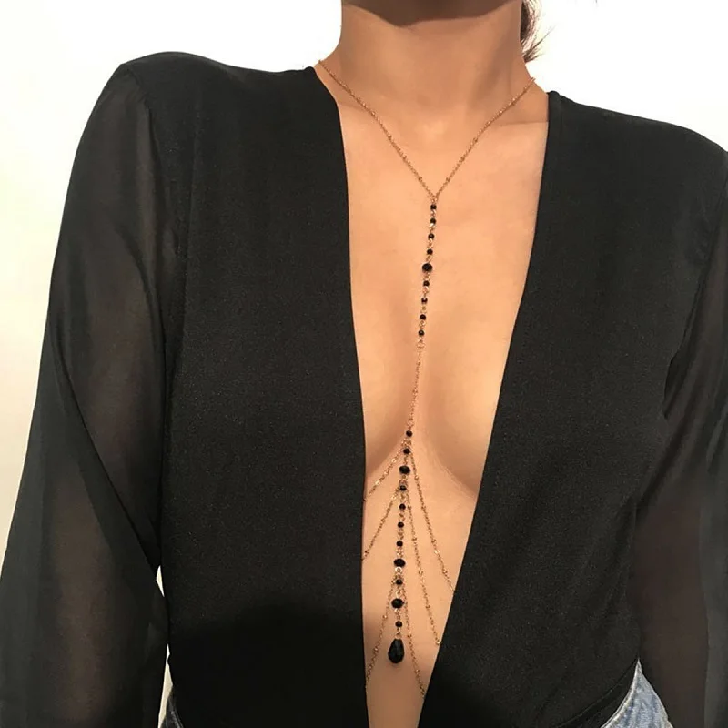 

Fashion Sexy Simple Style Sexy Sequin Body Chain Necklace for Women Beach Party Jewelry Thin Chest Chain Women Christmas Gift