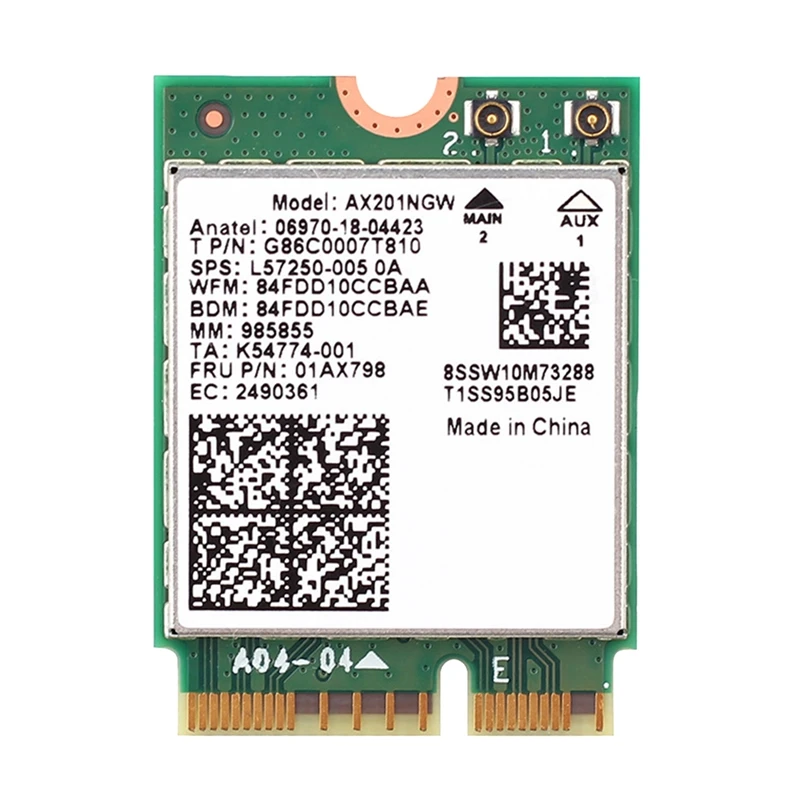 Wi-Fi 6 AX201 Bluetooth 5 0 Двухдиапазонная 2 4G/стандартная беспроводная сетевая карта NGFF
