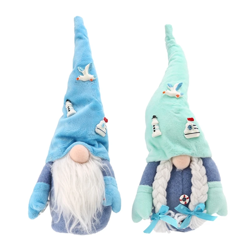 

2 Pcs World Ocean Day Decorations Plush Faceless Doll Summer Gnome Dwarf For Bedroom Living Room Desktop Ornaments