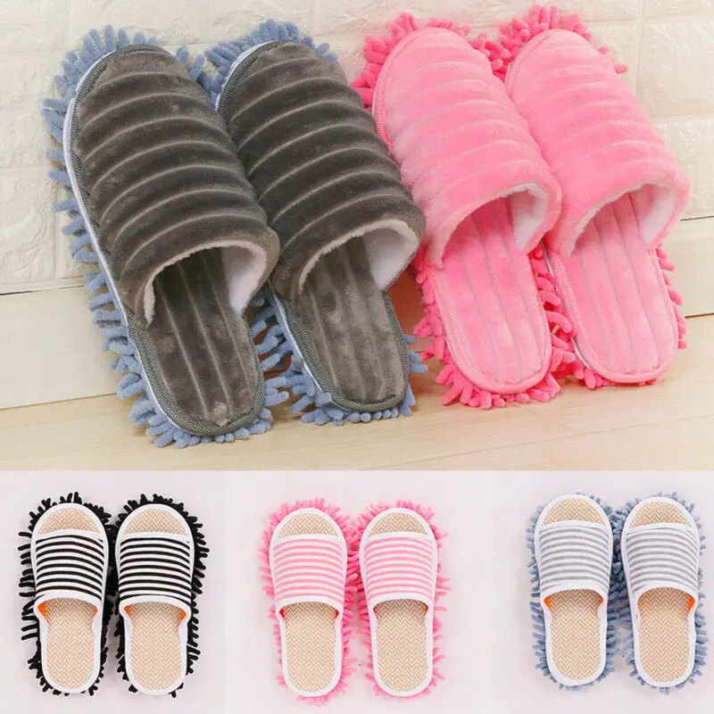 Washable Microfiber Dust Mop Slippers Lazy Quick House Floor Cleaning Shoes Home Shoes